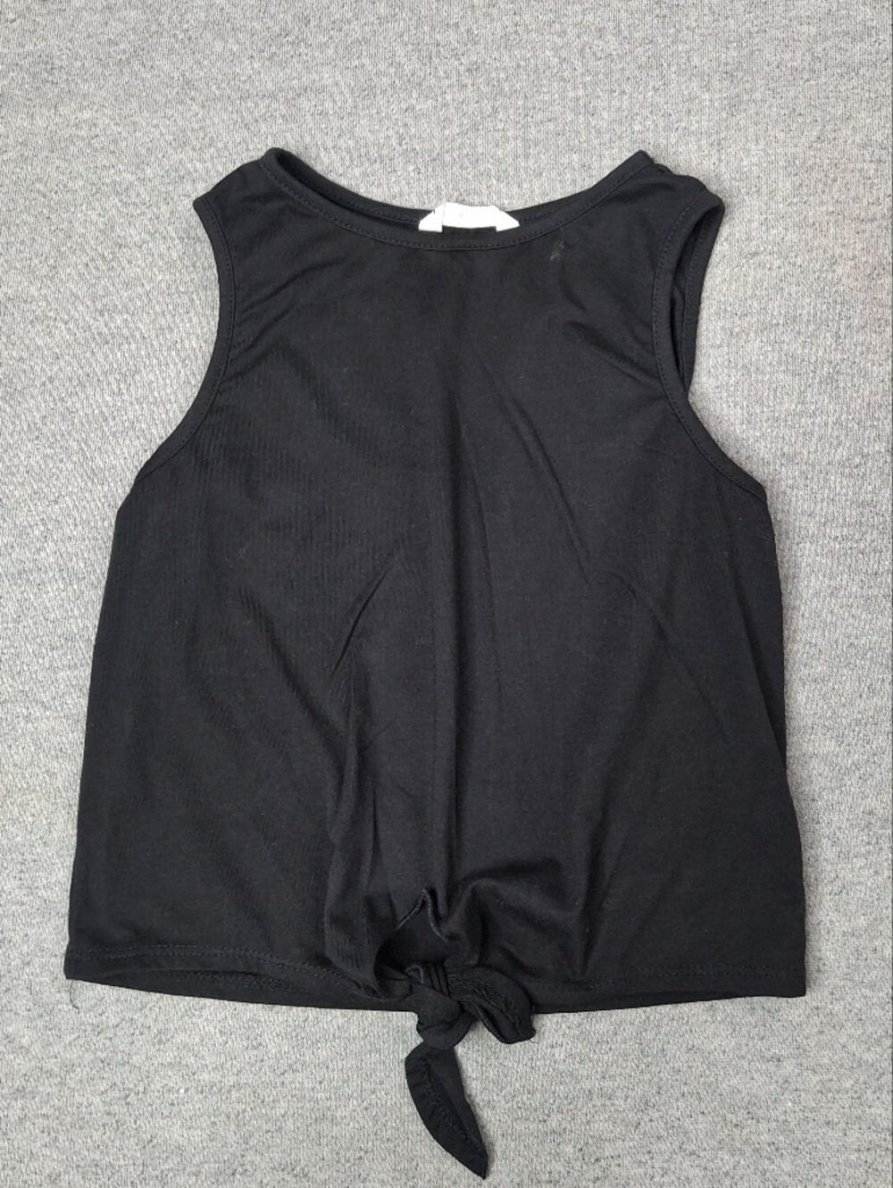 SHEIM Girls Black Front Tie Crop Top Size 11-12y Soft Stretch